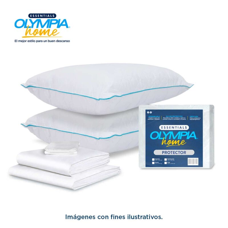Combo: Almohadas + Sábanas + Protector Impermeable